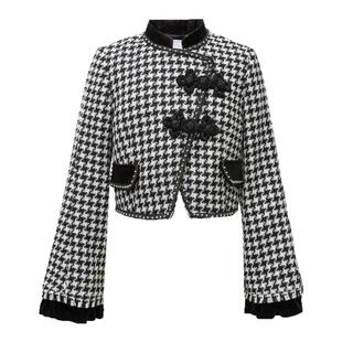 LULUALWAYS【商场同款】秋季新款时尚休闲通勤格子毛呢短款外套