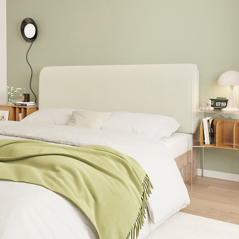 自然清新棉麻床头靠背软包榻榻米床头大靠背床头套罩