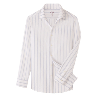 【100%长绒棉 抗皱易打理】CULTUM休闲一片领条纹衬衣免烫衬衫男