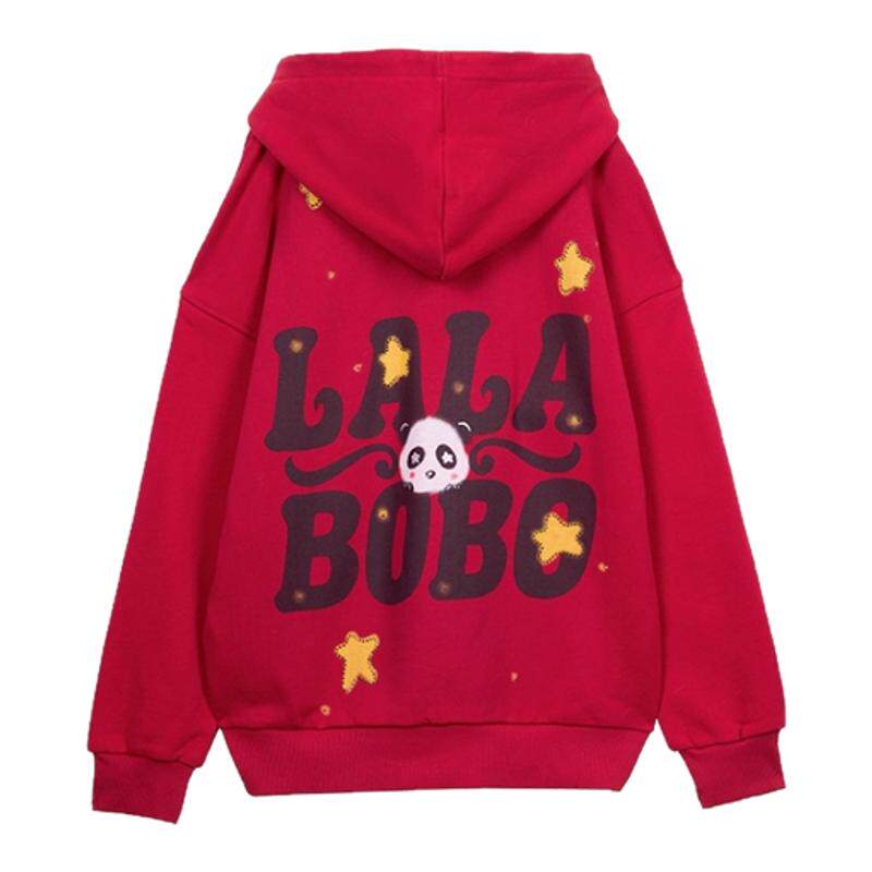 LALABOBO熊猫盘扣连帽卫衣