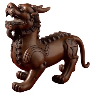 古铜官紫铜双角皮丘貔貅摆件一对客厅博古架电视柜办公桌家居摆设