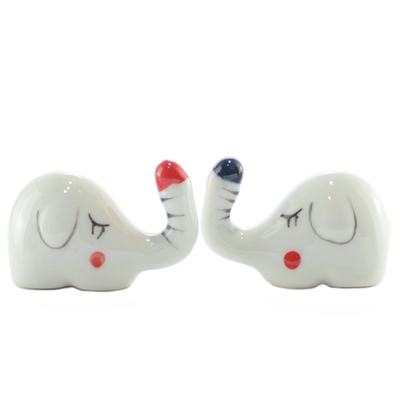 迷你陶瓷大象摆件筷子架