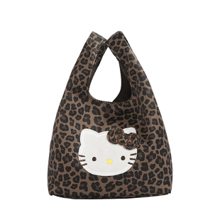 豹纹kt猫手提包外出上班杂物小拎包购物袋日常通勤百搭手拎小包包