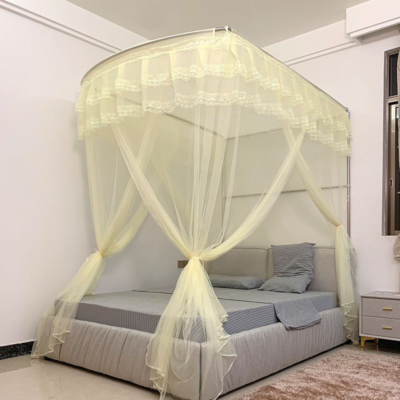 升降伸缩蚊帐家用加密单三门落地不锈钢管加厚支架蚊帐1.5m8新款