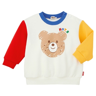 MIKIHOUSE儿童上衣男女童卫衣拼色春秋款舒适卡通可爱HOTBISCUITS