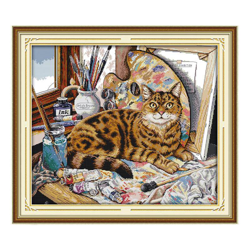 新款十字绣可爱猫猫招财油画猫咪