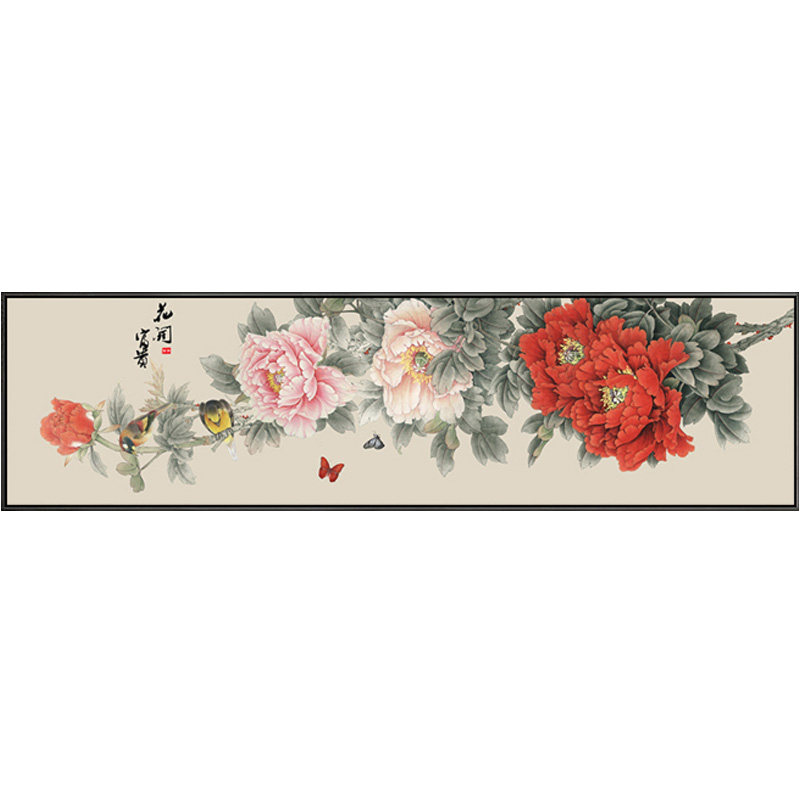 纯棉套件卧室床头花开富贵十字绣