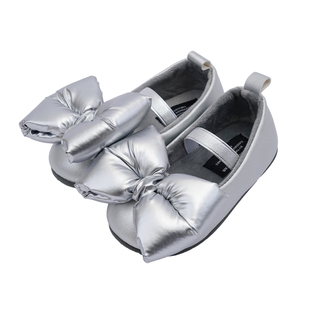 TOPSTAR女童棉鞋冬季新款宝宝公主鞋蝴蝶结一脚蹬冬鞋儿童加绒鞋