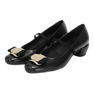 【高圆圆同款】Ferragamo女士松紧绑带粗跟高跟鞋跟高4cm 0785331