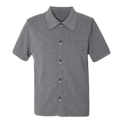 PIHO高级原创polo领针织短袖开衫男女设计感灰色显瘦短款休闲上衣