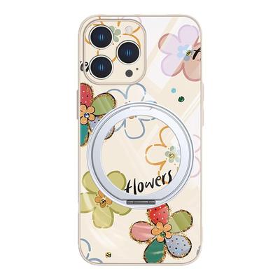 刘亦菲同款花朵支架玻璃手机壳