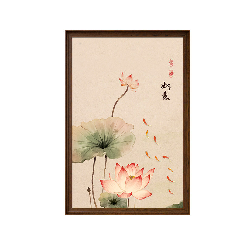 【宋氏美学】荷花九鱼图玄关挂画