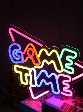 发光LED霓虹灯设计广告标识发光字gametime亚马逊定制造型彩灯