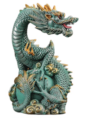 青砂石茶桌摆设瑞兽祥龙盘珠摆件