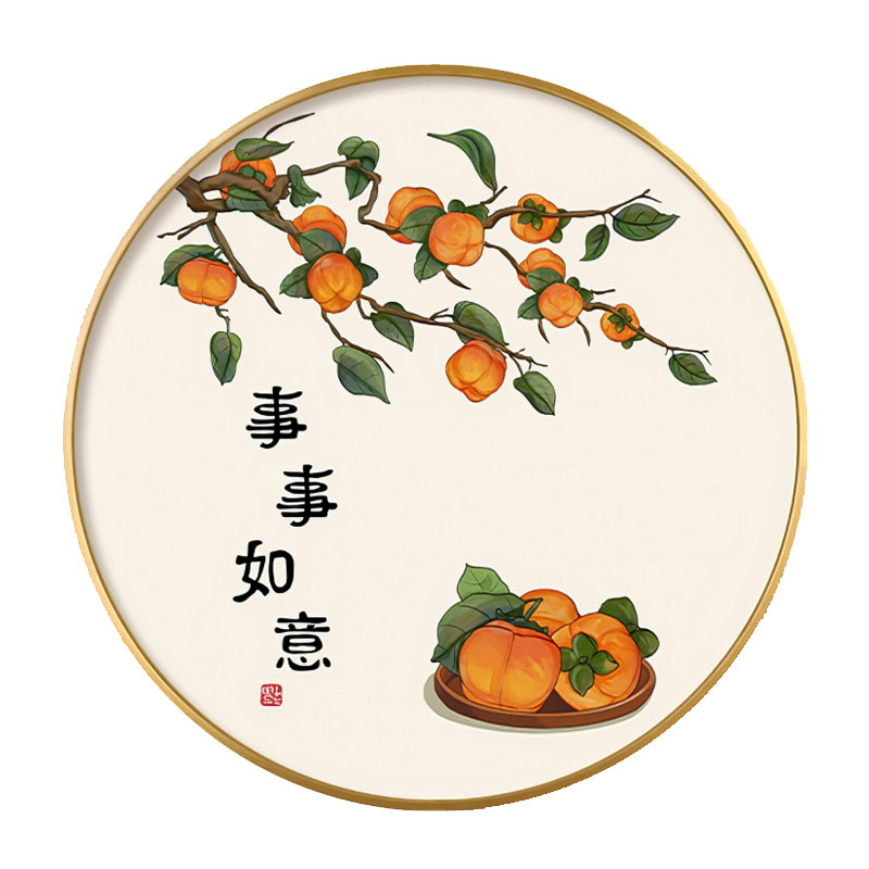 新中式客厅装饰画玄关牡丹