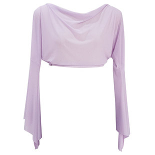 肚皮舞上衣性感新款法式荡领宽松喇叭袖东方舞练功服长袖演出服女