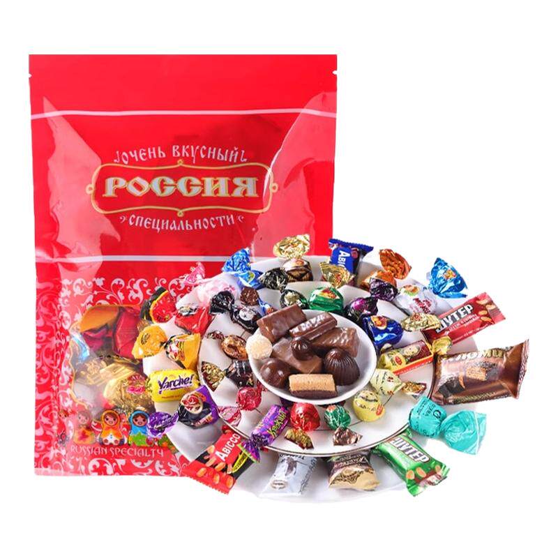 正宗俄罗斯原装进口紫皮糖零食高混合巧克力