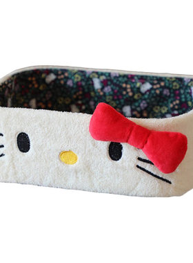 卡通kitty猫收纳盒 日式单层收纳筐桌面护肤品面膜杂物储物整理盒
