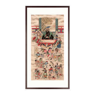 手绘工笔人物画水陆画十殿阎王五殿阎罗王佛堂法事供奉卷轴挂画框
