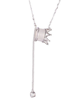 S925银皇冠项链女ins精致锁骨链