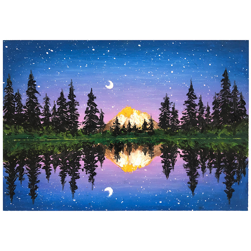 油画蜡笔风景重彩临摹卡片