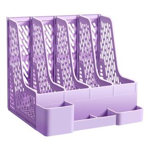 文件夹收纳书架桌面桌上书立架儿童学生书本A4四联小文件框筐立式置物架不占空间多层办公桌书桌文件栏收纳盒