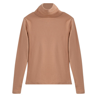 德绒高领打底衫女内搭秋冬季双面磨毛加绒加厚保暖堆堆领杏色长袖