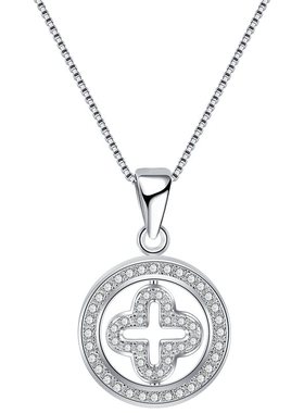 2019纯银主内十字架福满镶钻项链