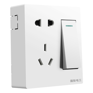 国际电工明装插座带开关一开双控五孔家用超薄明线盒1开双联5孔