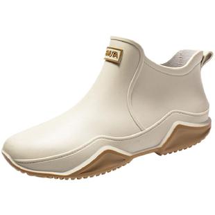 水鞋女防水防滑新款拼色时尚好看的雨鞋女式雨靴男士短筒加绒保暖