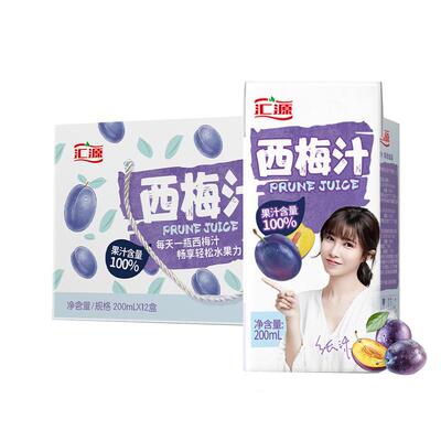 汇源果汁100%西梅汁200ml*12盒