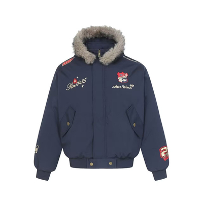 藏青美式羽绒派克棉服男冬季保暖