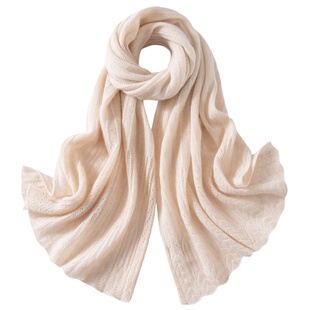 【长180宽55cm】100纯山羊绒围巾女镂空披肩两用秋冬保暖护颈围脖