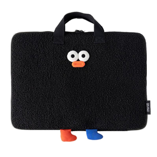 Romane手提电脑包卡通毛绒立体眼睛刺绣13寸平板收纳包15寸12.9寸