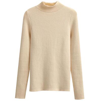 一体绒半高领毛衣女秋冬加绒