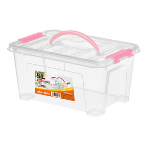 jeko加厚手提式透明塑料收纳箱有盖小物品整理箱内衣零食品收纳盒