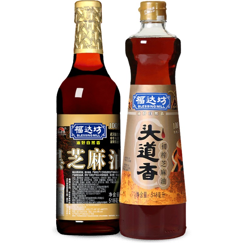 福达坊黑芝麻油518ml+头道香油