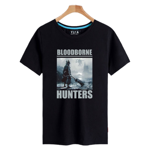 血源诅咒老猎人PS4黑暗恶魔之魂游戏短袖T恤衫男女半袖纯棉上衣服