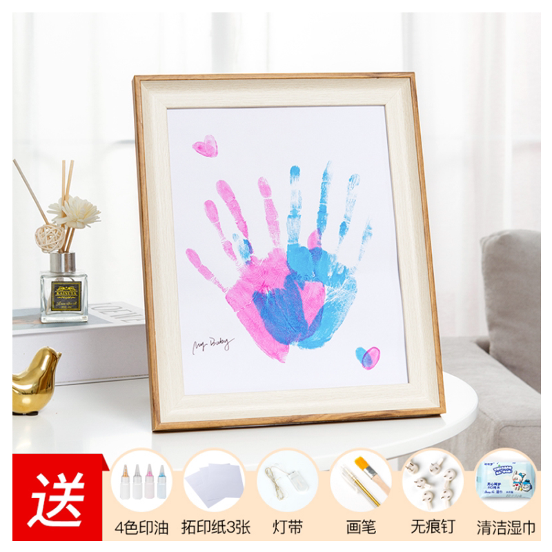 diy相框情人节礼物手足印泥