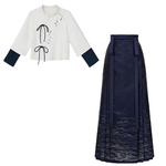 秋冬新款宋制改良汉服斜襟立领刺绣上衣高端马面裙套装小个子日常