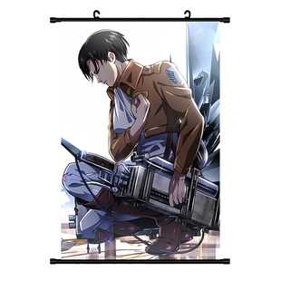 进击的巨人动漫挂画利威尔兵长三笠艾伦二次元海报定制卷轴装饰画