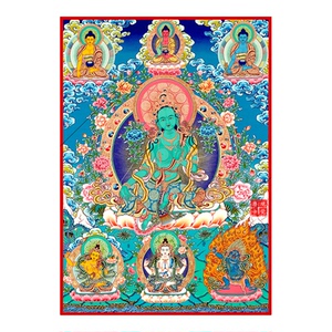绿度母唐卡菩萨客厅玄关佛堂茶室书房新中式装饰挂画超高清