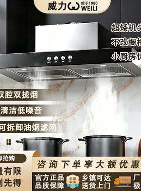 威力顶吸式油烟机厨房家用矮款小尺寸公寓出租房双吸双拢抽油烟机