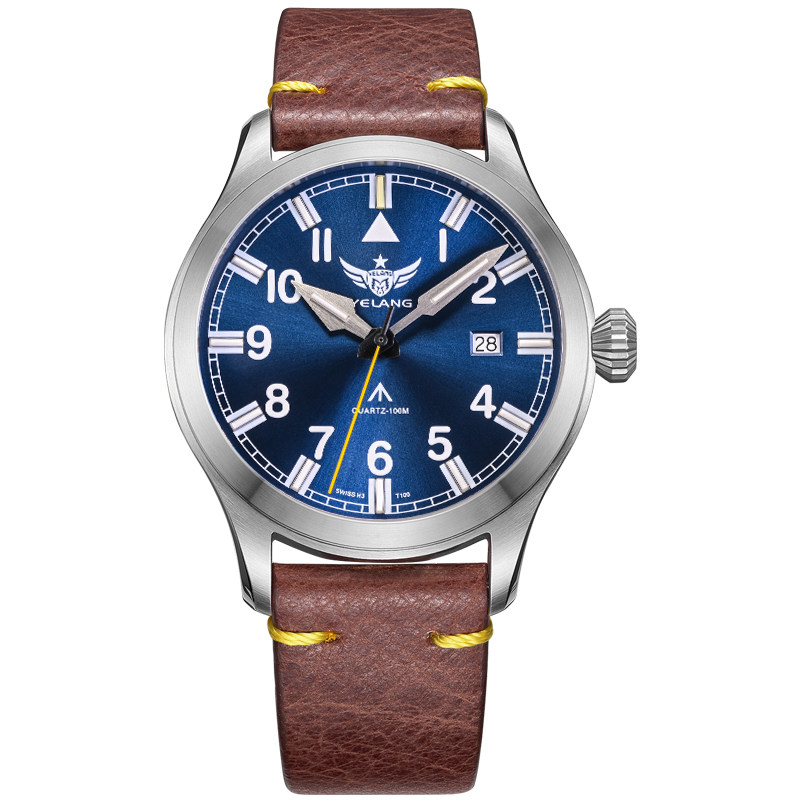 夜光防水瑞士机芯氚气手表男学生男表石英表飞行员男士腕表V1021