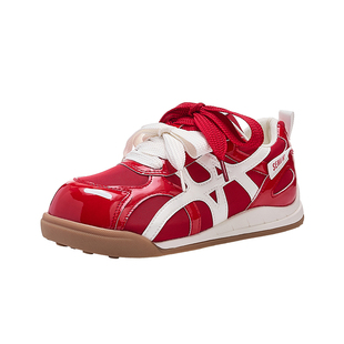 Semir女鞋红色德训鞋女2025秋冬新款超火薄底经典百搭阿甘鞋子秋