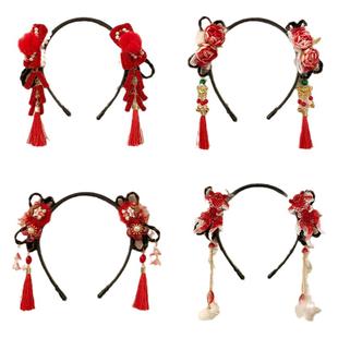 新年款流苏儿童发箍新中式复古风假发辫子头箍小女孩可爱发卡发饰