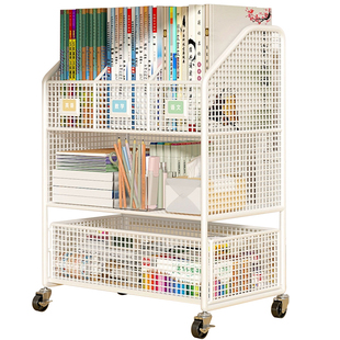 可移动书架带轮落地置物架教室课桌下学生放书本桌旁边推车收纳架