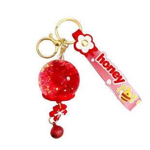 创意入油小蜜蜂夜光流沙风铃钥匙扣情侣小礼物漂流钥匙链小挂件女