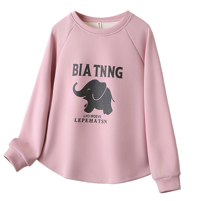 秋冬季大码加绒卫衣女加厚打底衫