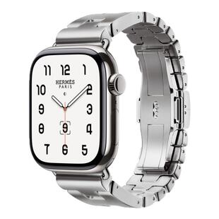 适用iwatch苹果手表表带s10爱马官方同款applewatchs98金属表链女